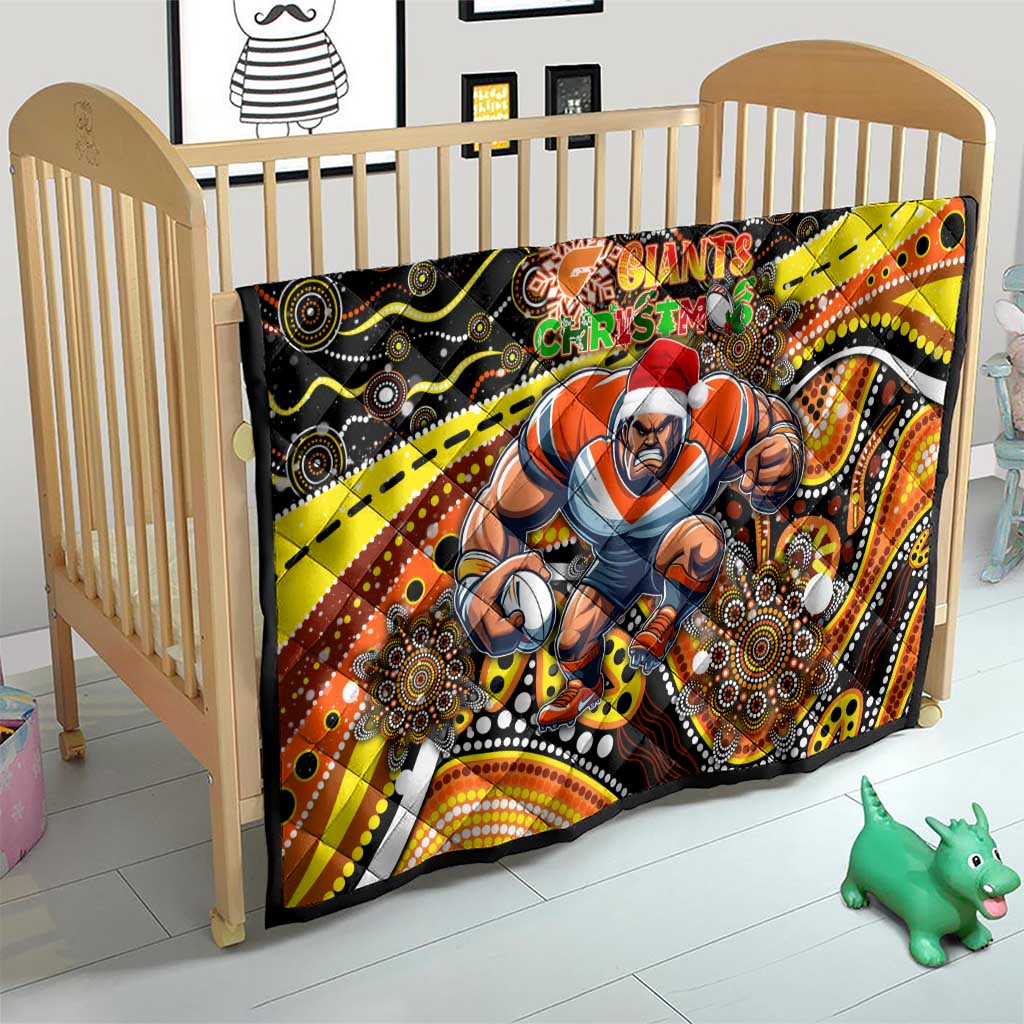 Merry Christmas AFL Giants Quilt Aboriginal Santa Football Mascot