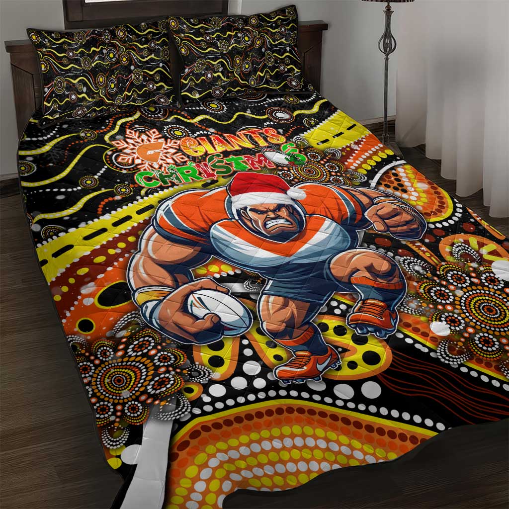 Merry Christmas AFL Giants Quilt Bed Set Aboriginal Santa Football Mascot