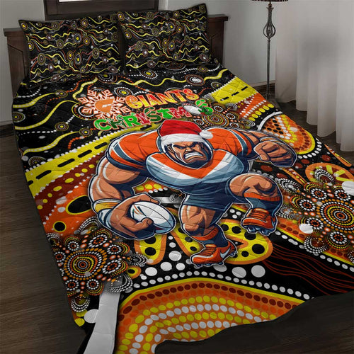 Merry Christmas AFL Giants Quilt Bed Set Aboriginal Santa Football Mascot