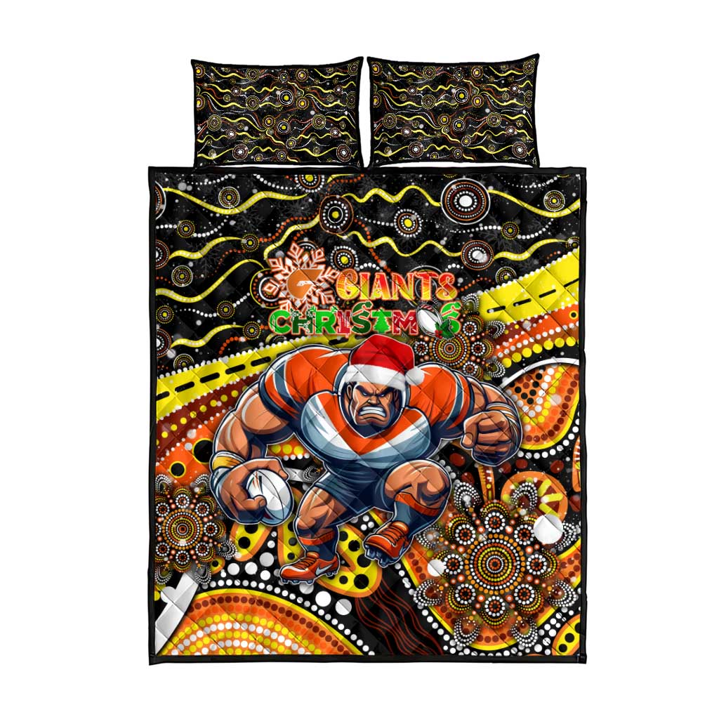 Merry Christmas AFL Giants Quilt Bed Set Aboriginal Santa Football Mascot
