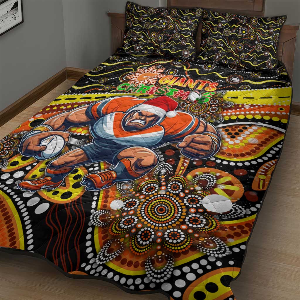 Merry Christmas AFL Giants Quilt Bed Set Aboriginal Santa Football Mascot