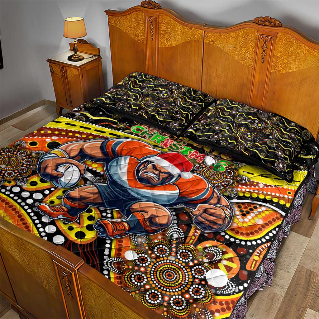 Merry Christmas AFL Giants Quilt Bed Set Aboriginal Santa Football Mascot