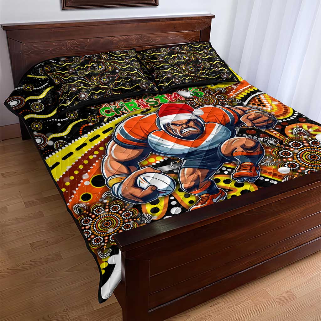 Merry Christmas AFL Giants Quilt Bed Set Aboriginal Santa Football Mascot