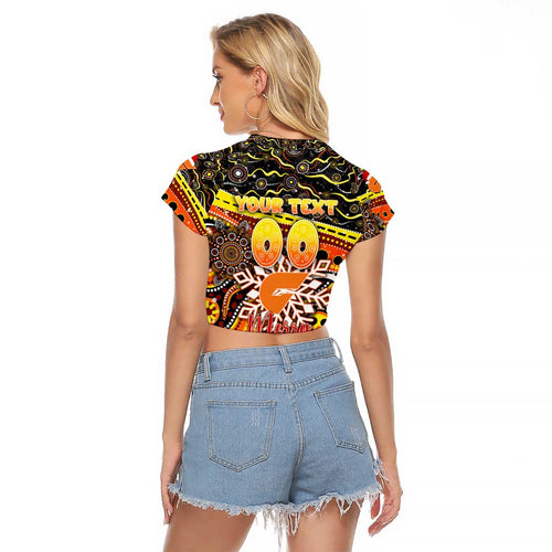 Merry Christmas AFL Giants Raglan Cropped T Shirt Aboriginal Santa Football Mascot