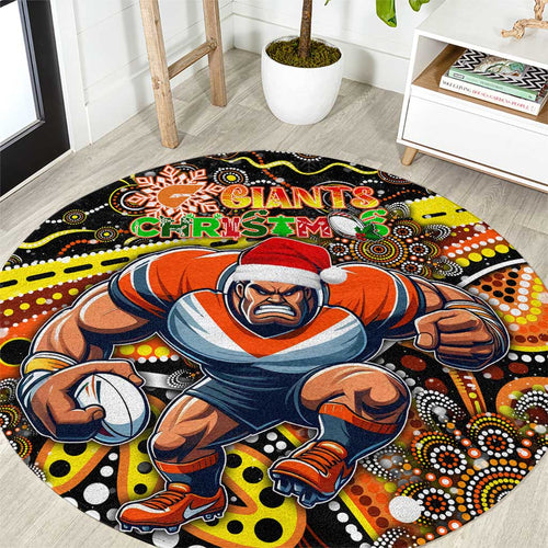 Merry Christmas AFL Giants Round Carpet Aboriginal Santa Football Mascot