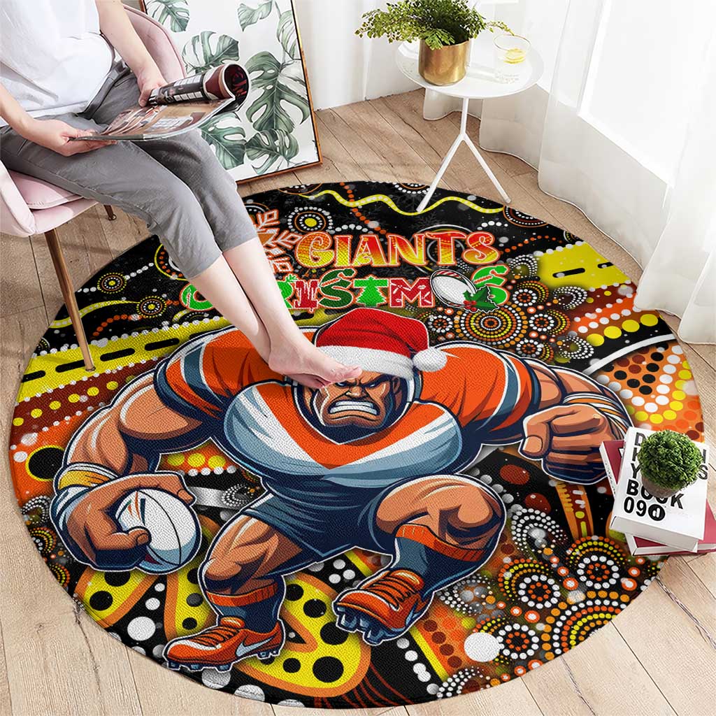 Merry Christmas AFL Giants Round Carpet Aboriginal Santa Football Mascot