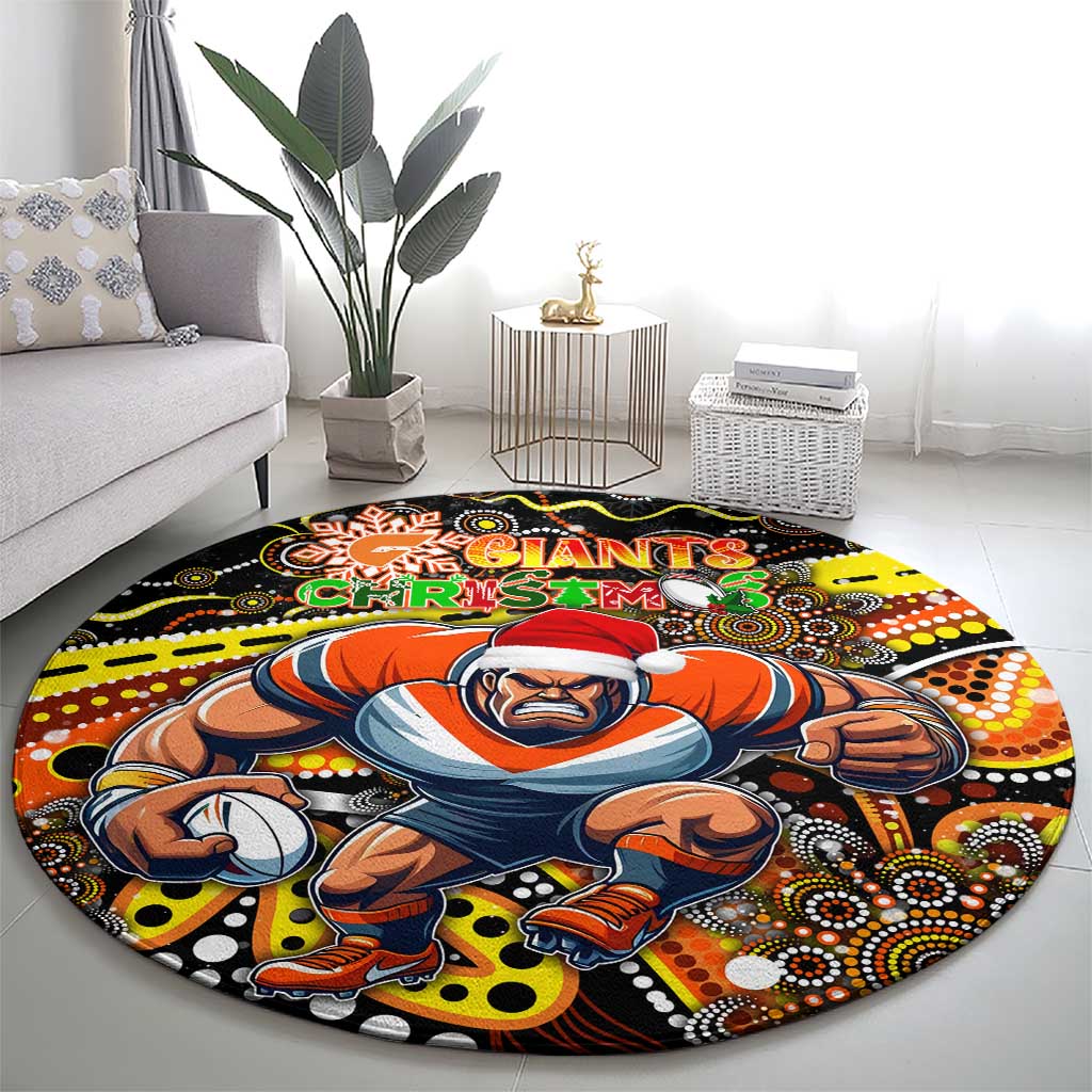 Merry Christmas AFL Giants Round Carpet Aboriginal Santa Football Mascot