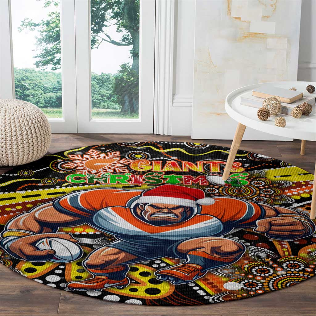 Merry Christmas AFL Giants Round Carpet Aboriginal Santa Football Mascot