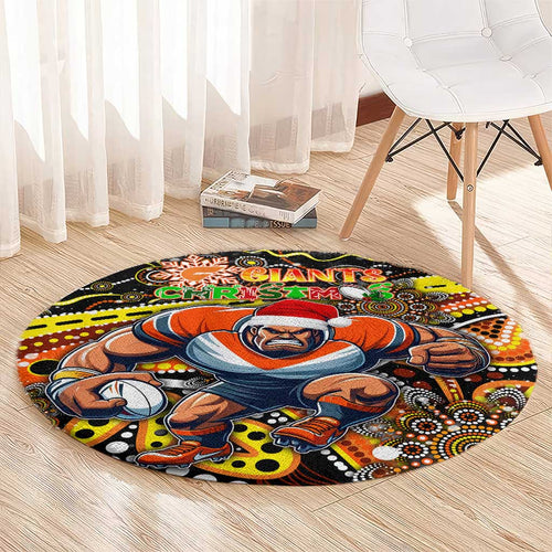 Merry Christmas AFL Giants Round Carpet Aboriginal Santa Football Mascot