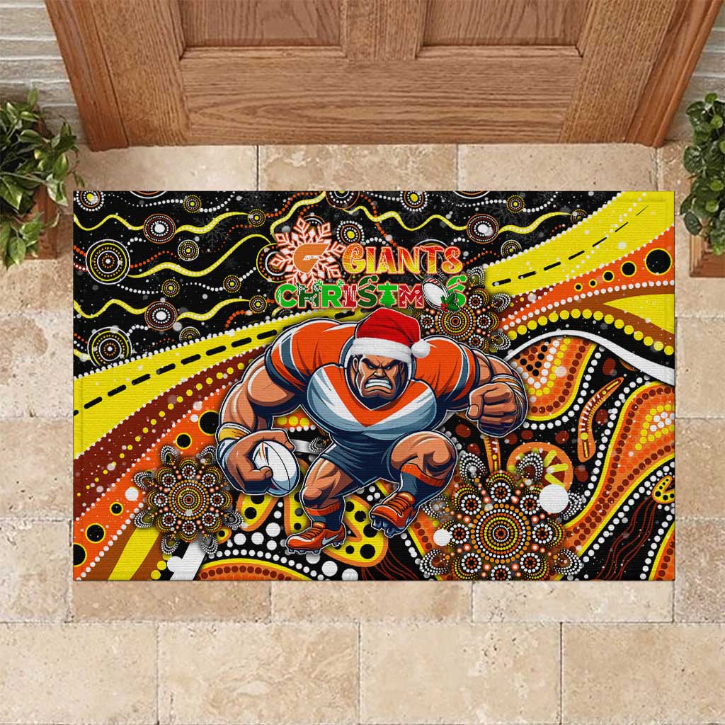 Merry Christmas AFL Giants Rubber Doormat Aboriginal Santa Football Mascot