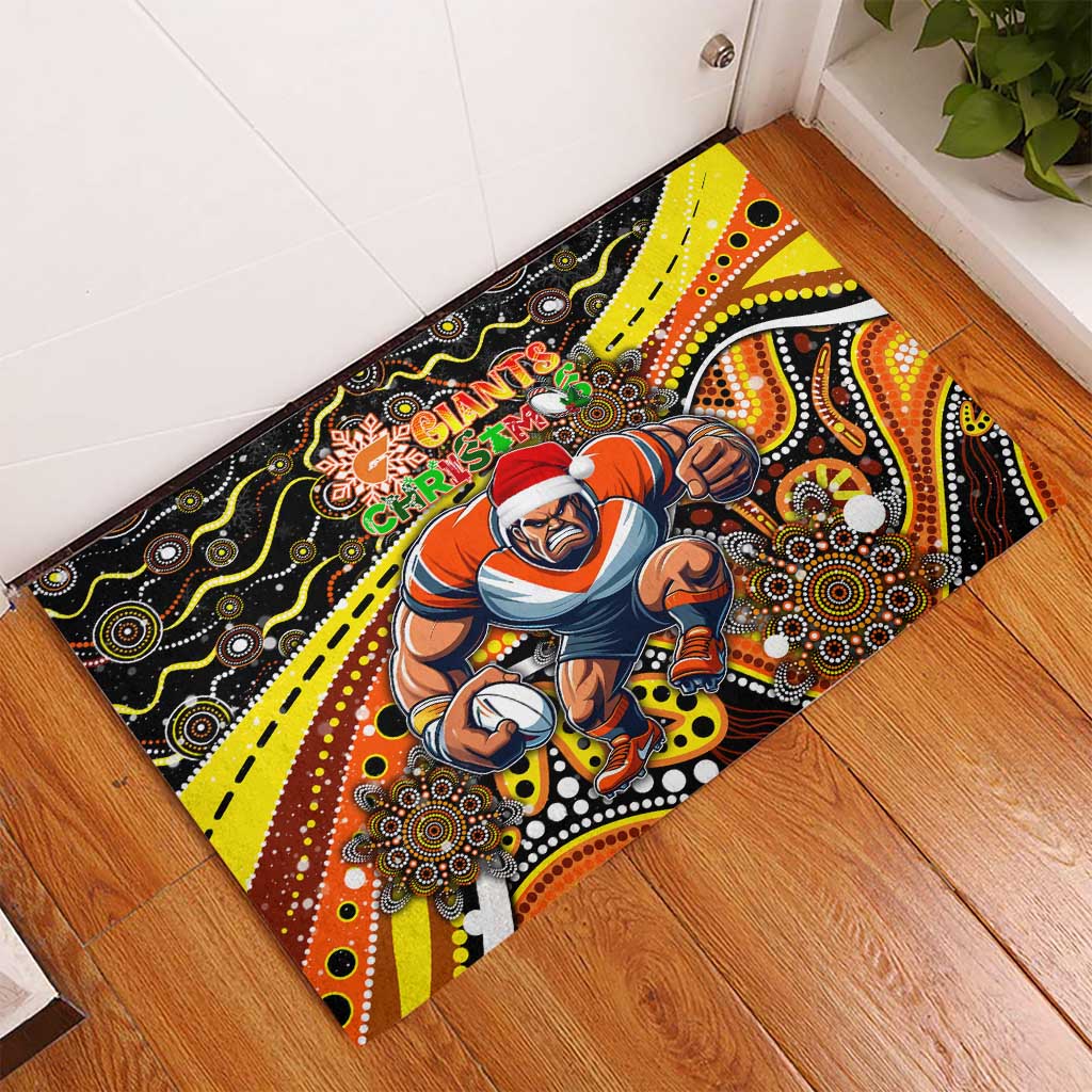 Merry Christmas AFL Giants Rubber Doormat Aboriginal Santa Football Mascot