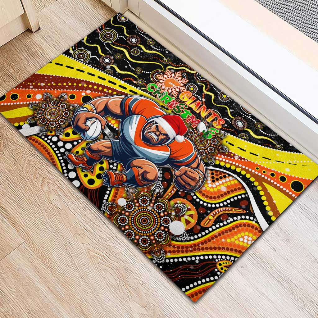 Merry Christmas AFL Giants Rubber Doormat Aboriginal Santa Football Mascot