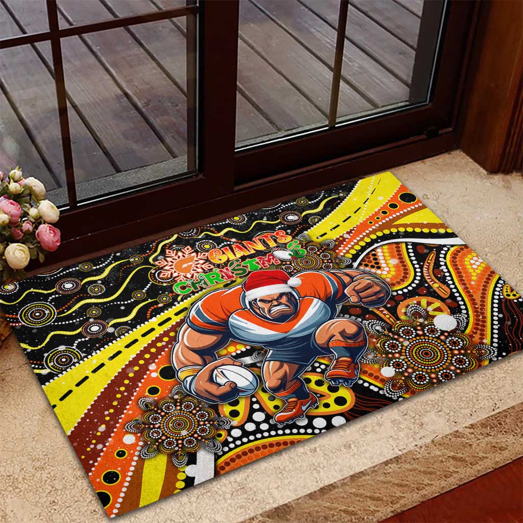 Merry Christmas AFL Giants Rubber Doormat Aboriginal Santa Football Mascot