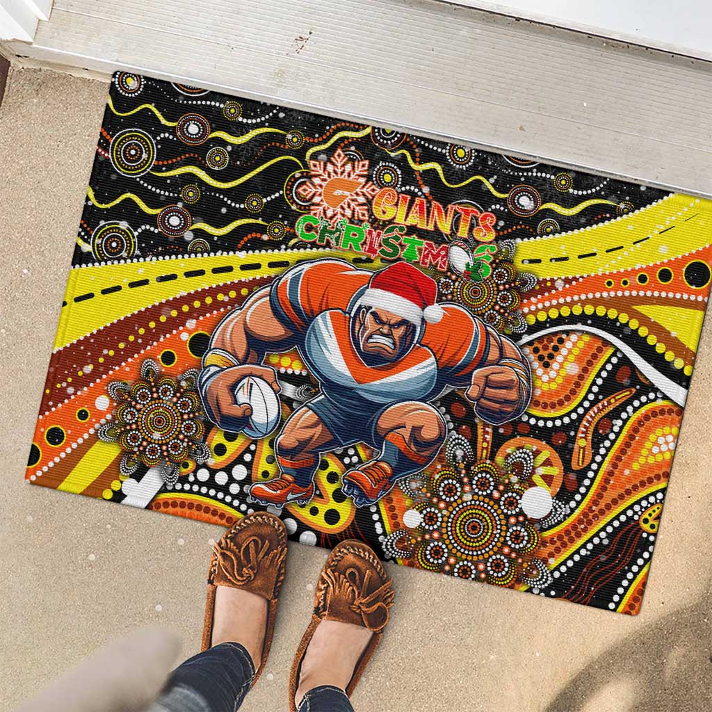 Merry Christmas AFL Giants Rubber Doormat Aboriginal Santa Football Mascot