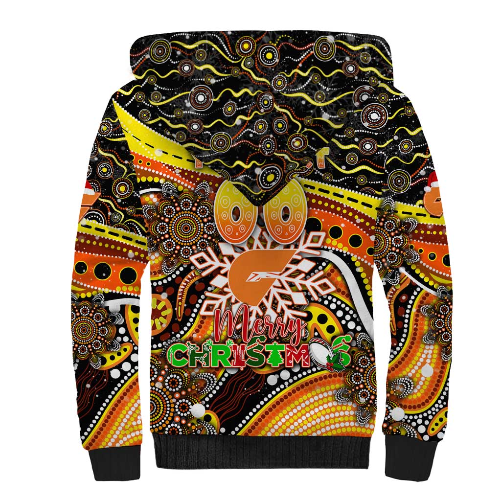 Merry Christmas AFL Giants Sherpa Hoodie Aboriginal Santa Football Mascot