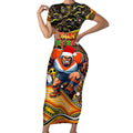 Merry Christmas AFL Giants Short Sleeve Bodycon Dress Aboriginal Santa Football Mascot