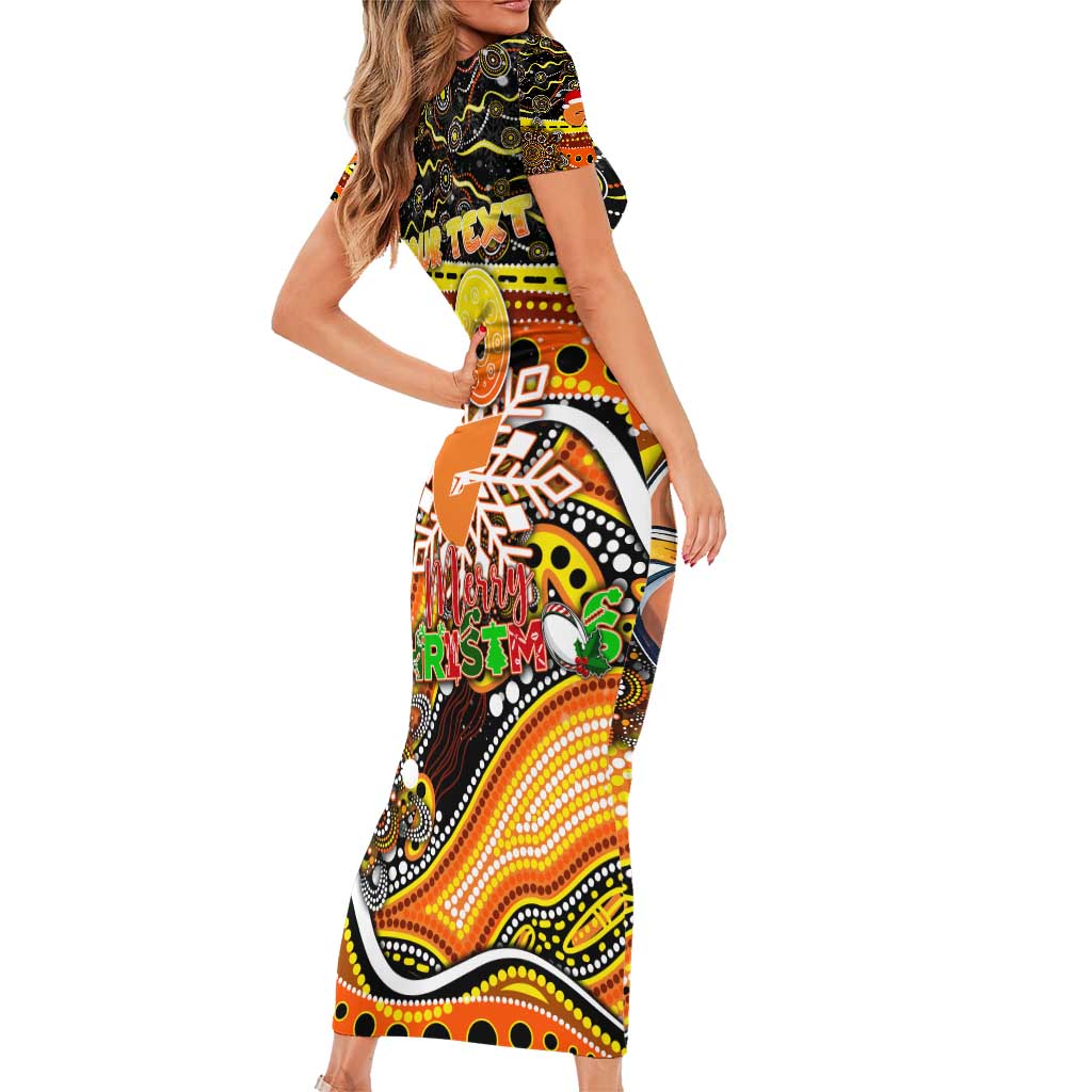Merry Christmas AFL Giants Short Sleeve Bodycon Dress Aboriginal Santa Football Mascot