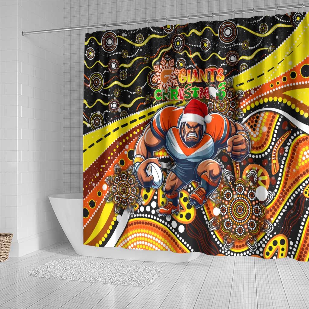 Merry Christmas AFL Giants Shower Curtain Aboriginal Santa Football Mascot