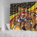 Merry Christmas AFL Giants Shower Curtain Aboriginal Santa Football Mascot