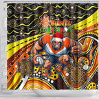 Merry Christmas AFL Giants Shower Curtain Aboriginal Santa Football Mascot