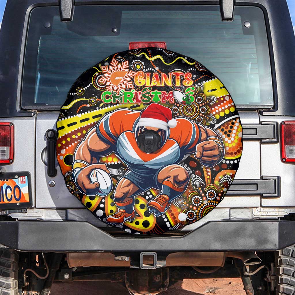 Merry Christmas AFL Giants Spare Tire Cover Aboriginal Santa Football Mascot
