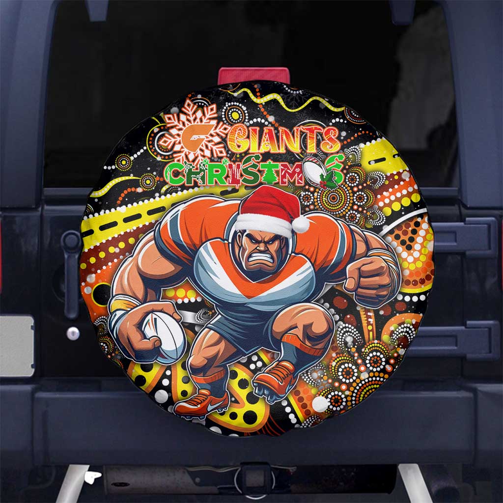 Merry Christmas AFL Giants Spare Tire Cover Aboriginal Santa Football Mascot