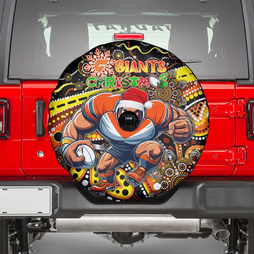 Merry Christmas AFL Giants Spare Tire Cover Aboriginal Santa Football Mascot