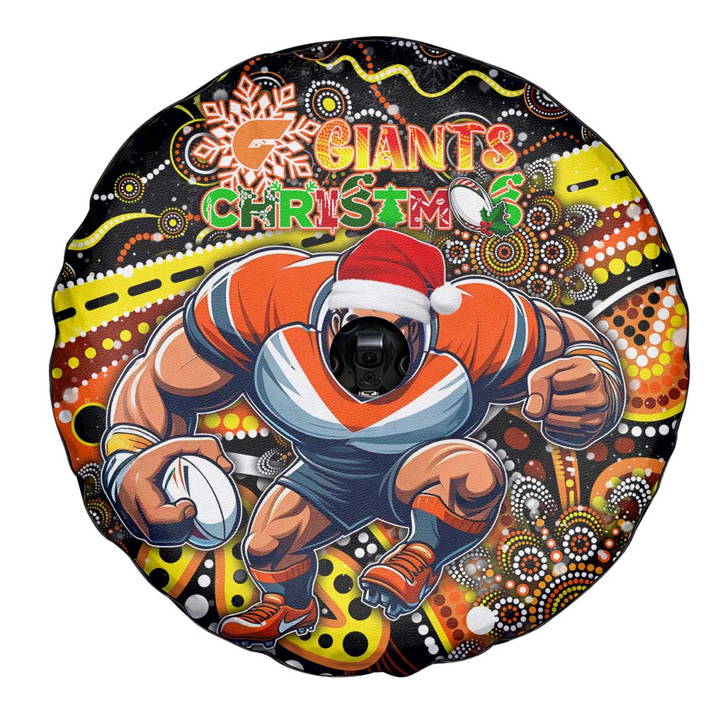 Merry Christmas AFL Giants Spare Tire Cover Aboriginal Santa Football Mascot