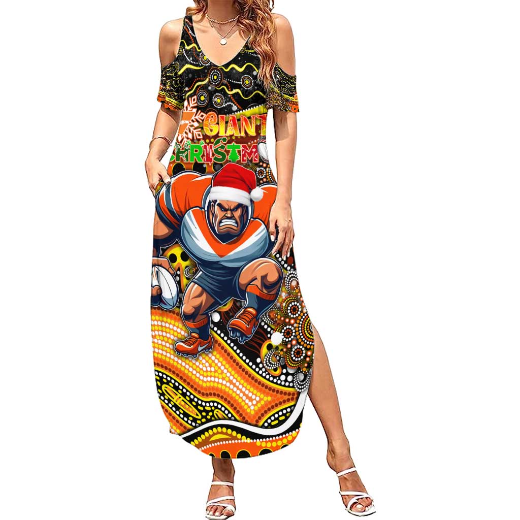 Merry Christmas AFL Giants Summer Maxi Dress Aboriginal Santa Football Mascot