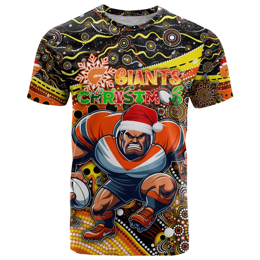 Merry Christmas AFL Giants T Shirt Aboriginal Santa Football Mascot