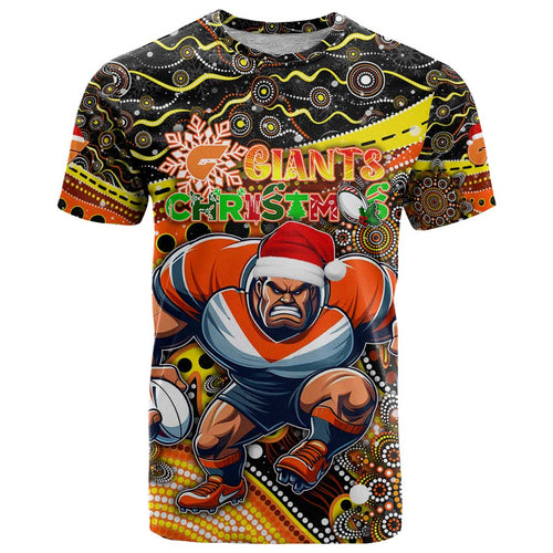 Merry Christmas AFL Giants T Shirt Aboriginal Santa Football Mascot