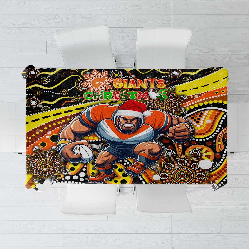 Merry Christmas AFL Giants Tablecloth Aboriginal Santa Football Mascot
