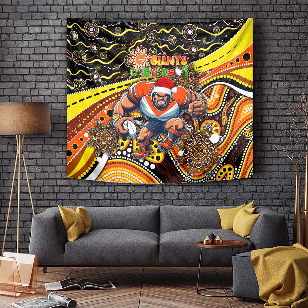 Merry Christmas AFL Giants Tapestry Aboriginal Santa Football Mascot