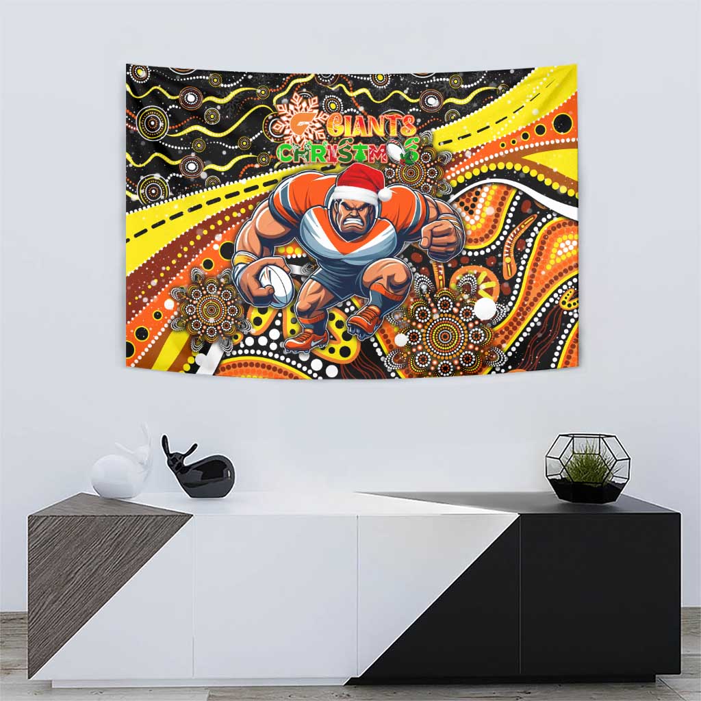 Merry Christmas AFL Giants Tapestry Aboriginal Santa Football Mascot