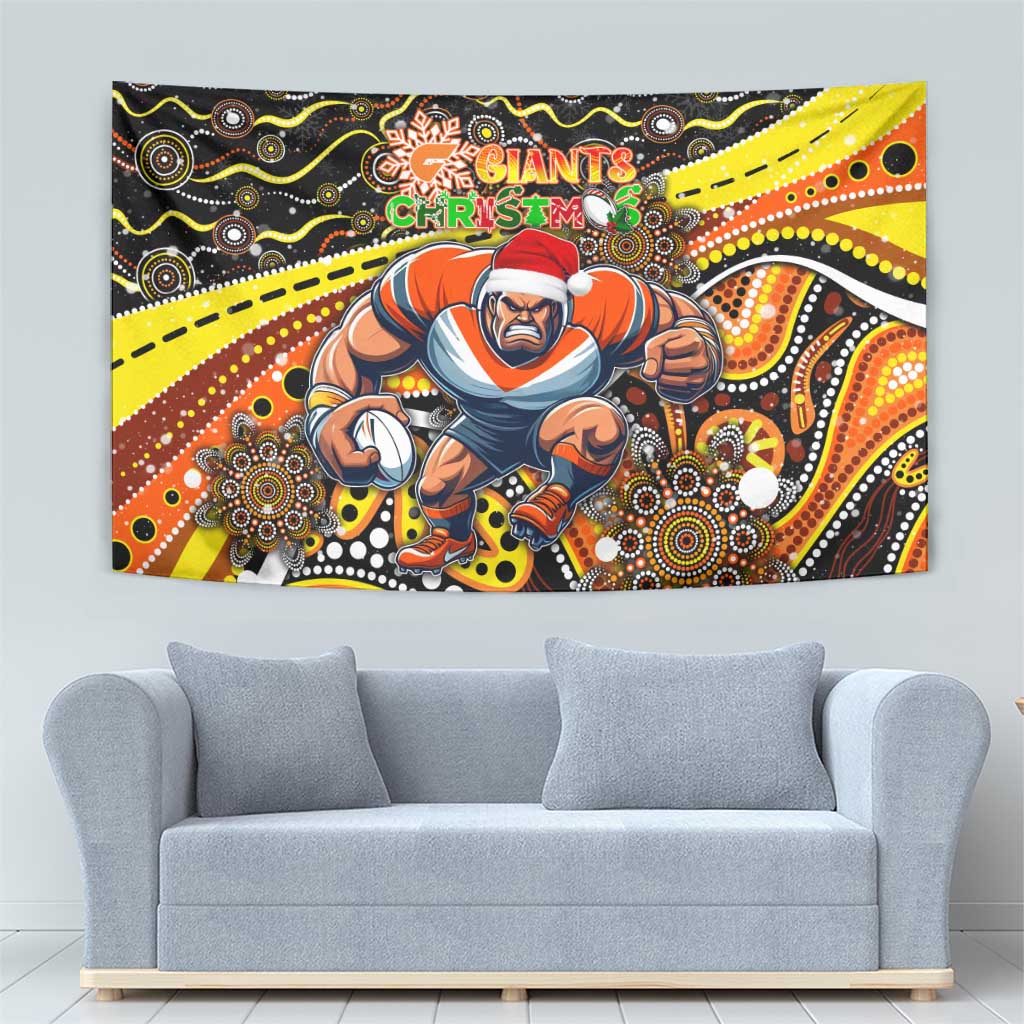 Merry Christmas AFL Giants Tapestry Aboriginal Santa Football Mascot