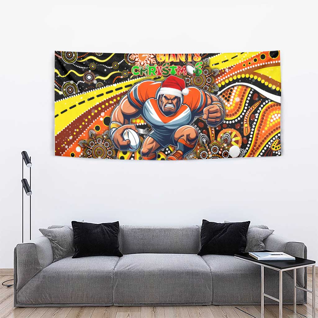 Merry Christmas AFL Giants Tapestry Aboriginal Santa Football Mascot