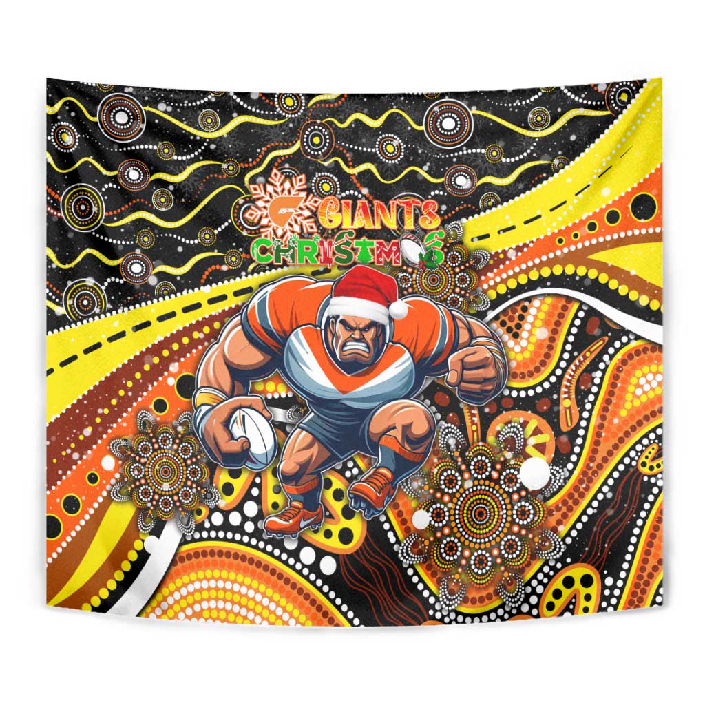 Merry Christmas AFL Giants Tapestry Aboriginal Santa Football Mascot