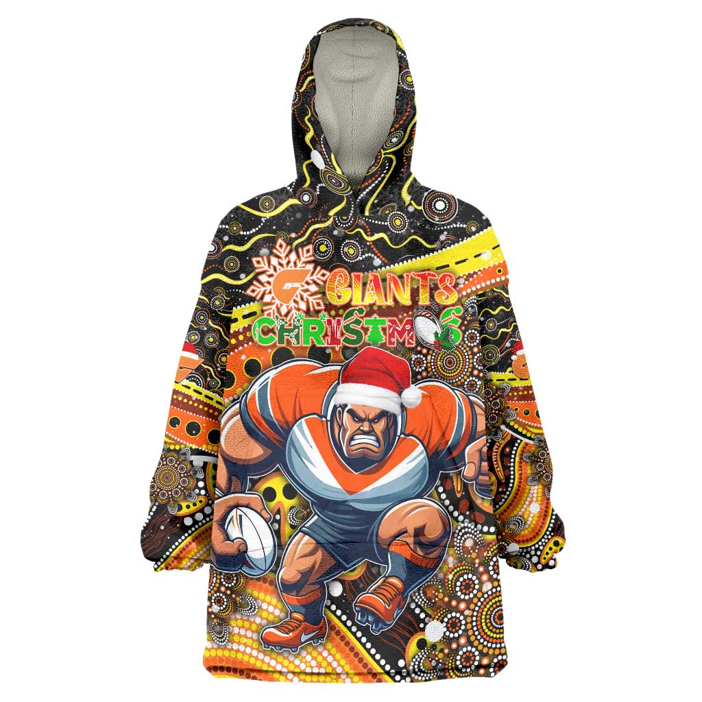 Merry Christmas AFL Giants Wearable Blanket Hoodie Aboriginal Santa Football Mascot