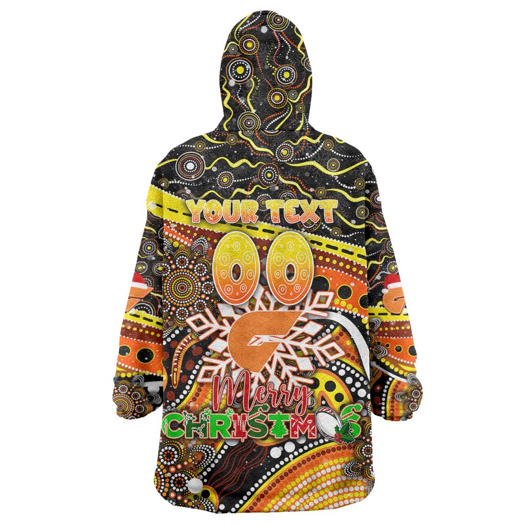Merry Christmas AFL Giants Wearable Blanket Hoodie Aboriginal Santa Football Mascot