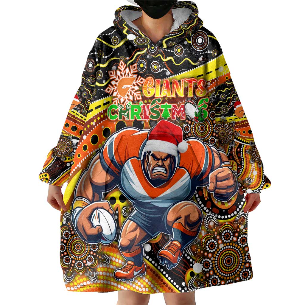 Merry Christmas AFL Giants Wearable Blanket Hoodie Aboriginal Santa Football Mascot