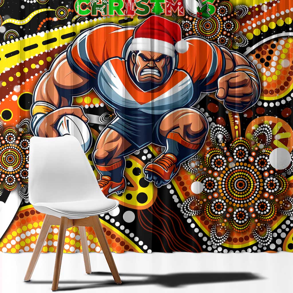 Merry Christmas AFL Giants Window Curtain Aboriginal Santa Football Mascot