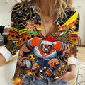 Merry Christmas AFL Giants Women Casual Shirt Aboriginal Santa Football Mascot