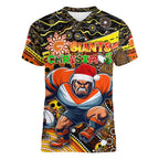Merry Christmas AFL Giants Women V-Neck T-Shirt Aboriginal Santa Football Mascot