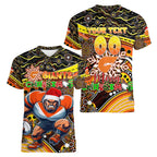 Merry Christmas AFL Giants Women V-Neck T-Shirt Aboriginal Santa Football Mascot