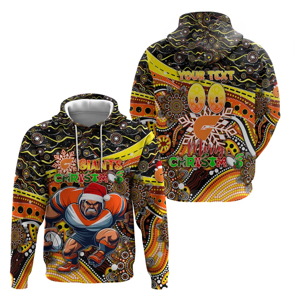 Merry Christmas AFL Giants Zip Hoodie Aboriginal Santa Football Mascot