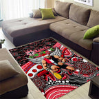 Merry Christmas AFL Saints Area Rug Aboriginal Santa Football Mascot