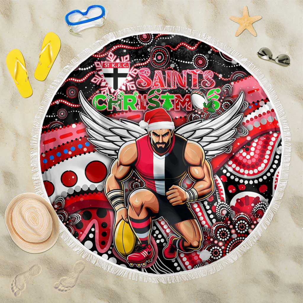 Merry Christmas AFL Saints Beach Blanket Aboriginal Santa Football Mascot