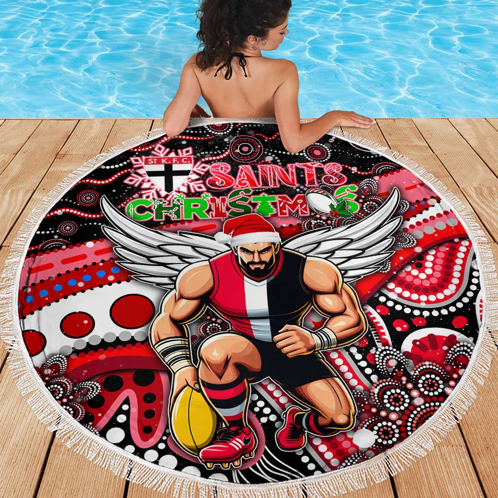 Merry Christmas AFL Saints Beach Blanket Aboriginal Santa Football Mascot