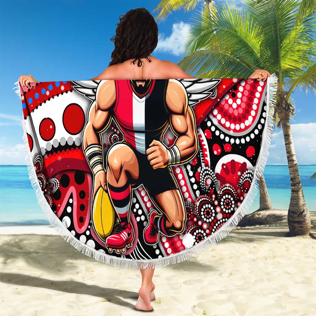 Merry Christmas AFL Saints Beach Blanket Aboriginal Santa Football Mascot