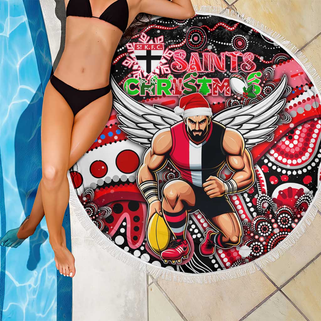 Merry Christmas AFL Saints Beach Blanket Aboriginal Santa Football Mascot